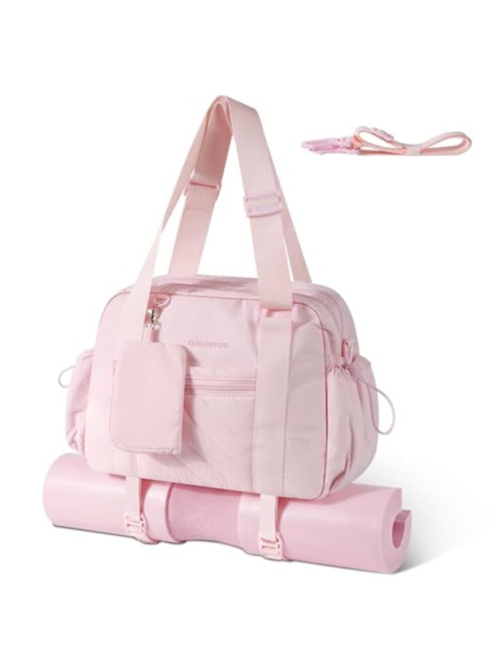 Quilted Gym Duffel Bag Yoga Mat Strap Wet Compartment TSA Carry On Weekender